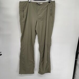 Columbia Titanium Pants Womens 14 Green Khaki Athletic Zip Pockets Outdoor Nylon